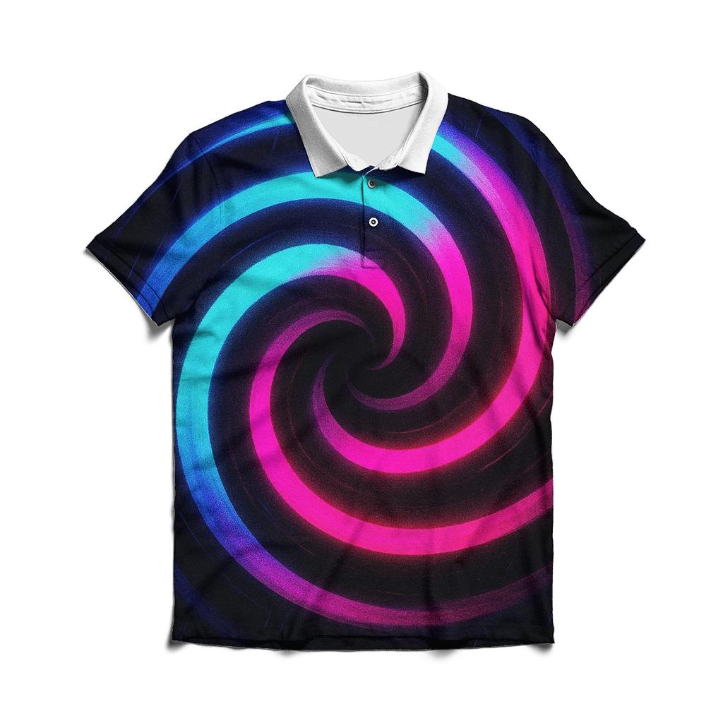 Neon Monsoon Spiral embroidered polo tops