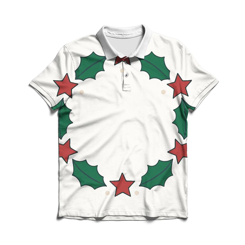 Starlit Holly Orbit Wreath personalized polo shirts