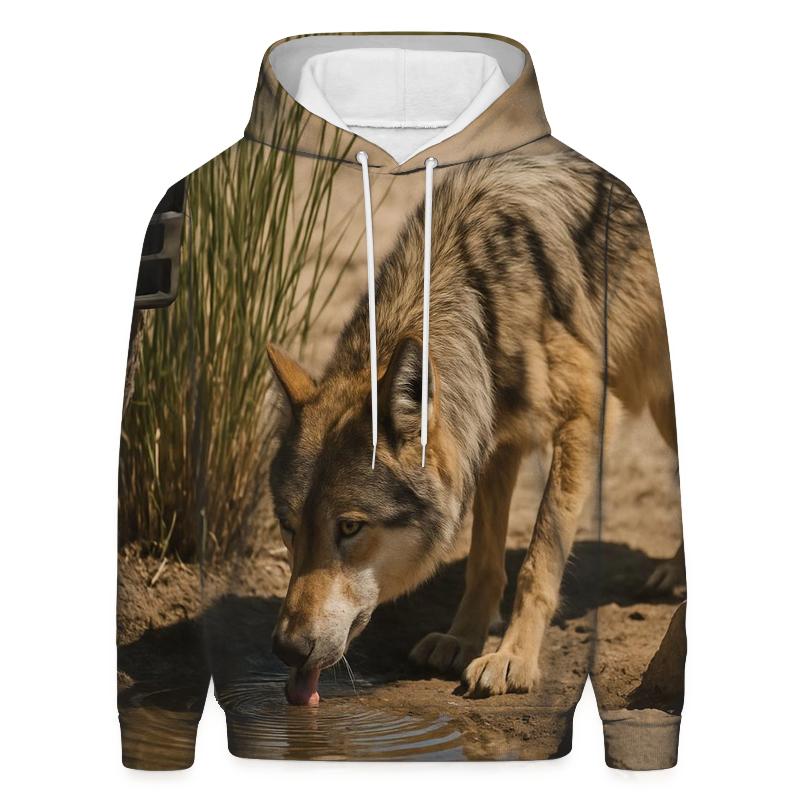 Mexican Gray Wolf At A Desert Spring Monitoring Site hoodie styles