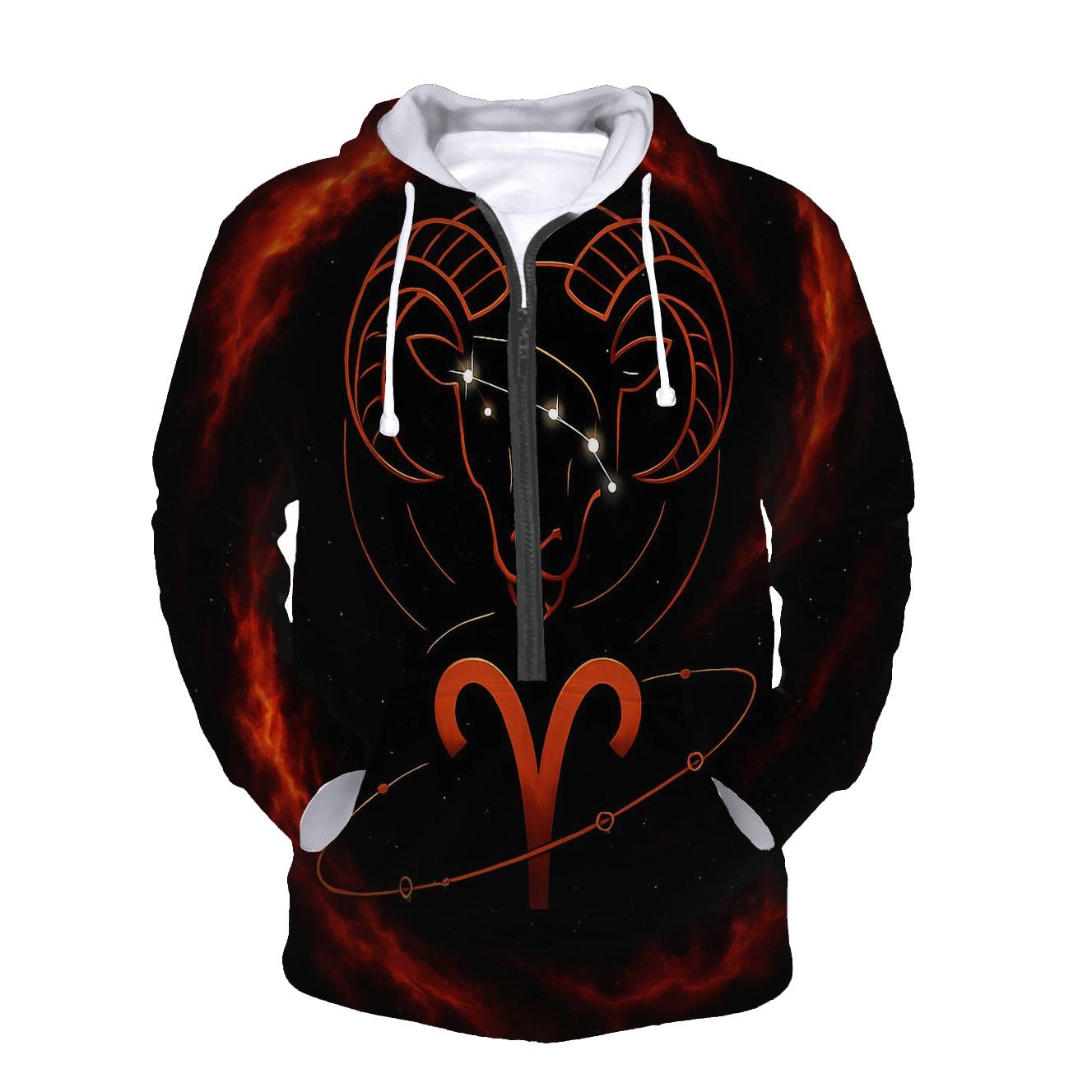 Aries Fire Ram Retrograde Orbit Emblem premium hoodies