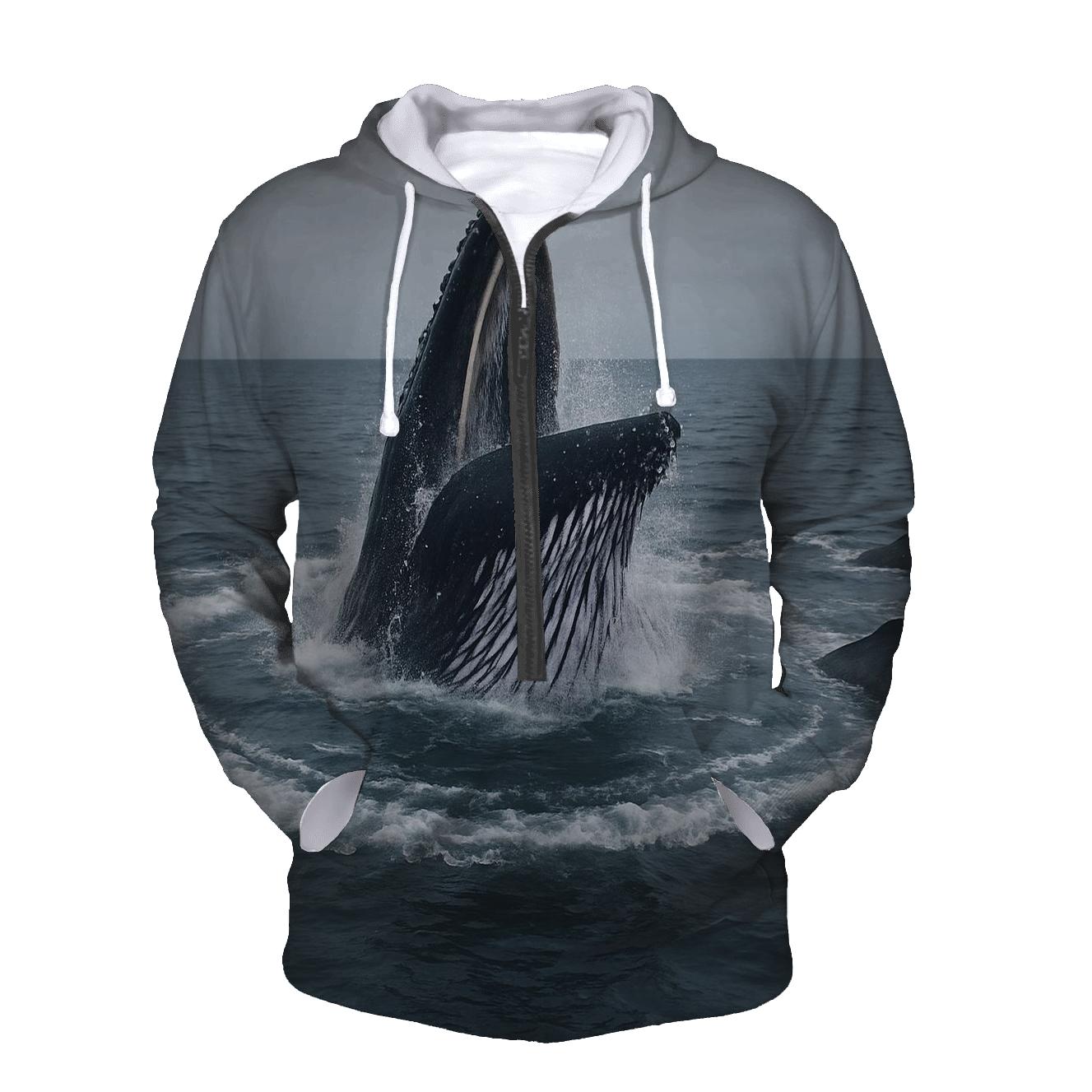 Bubble Net Spiral Humpback Whales zip-up hoodies