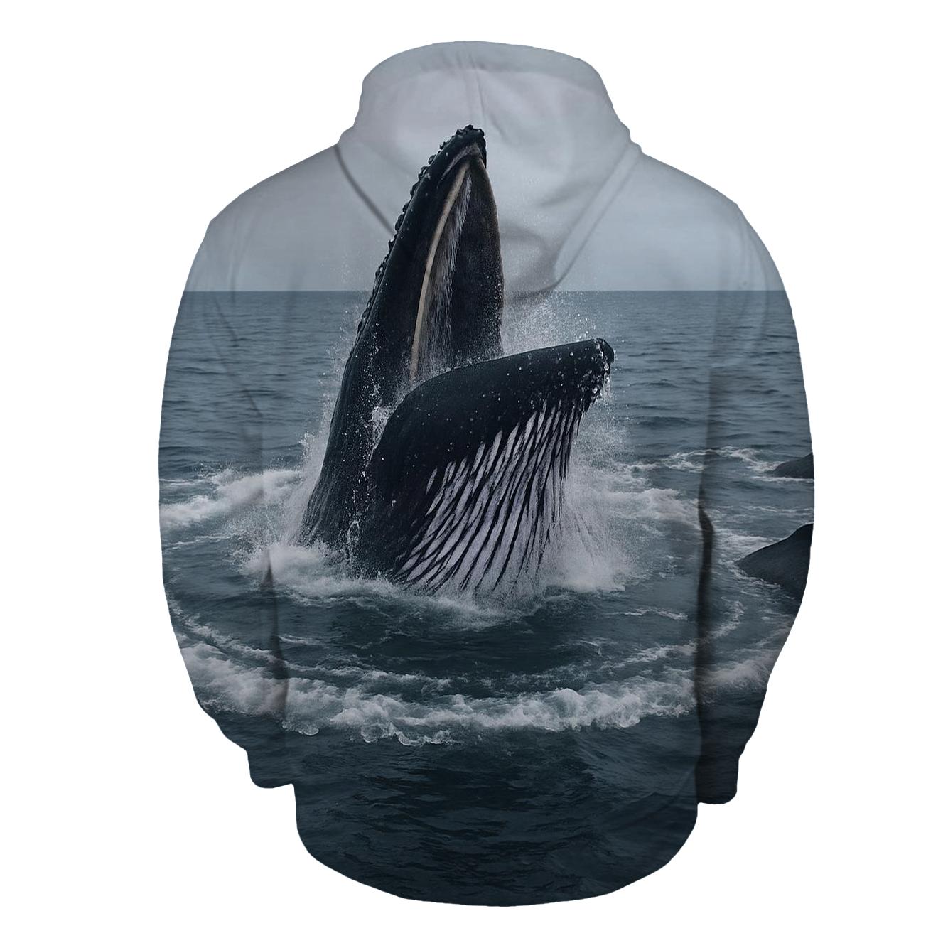 Bubble Net Spiral Humpback Whales zip-up hoodies