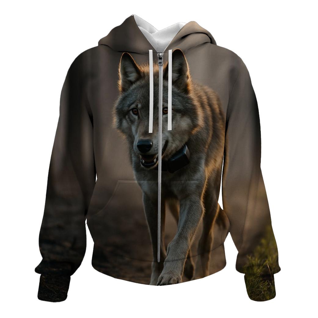 Radio Collared Wolf At The Boreal Firebreak custom hoodies