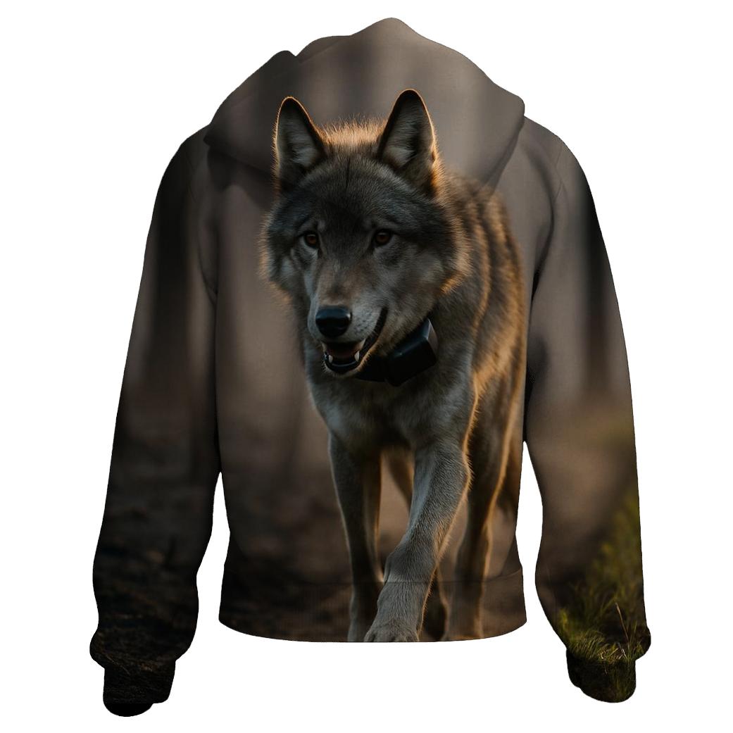 Radio Collared Wolf At The Boreal Firebreak custom hoodies
