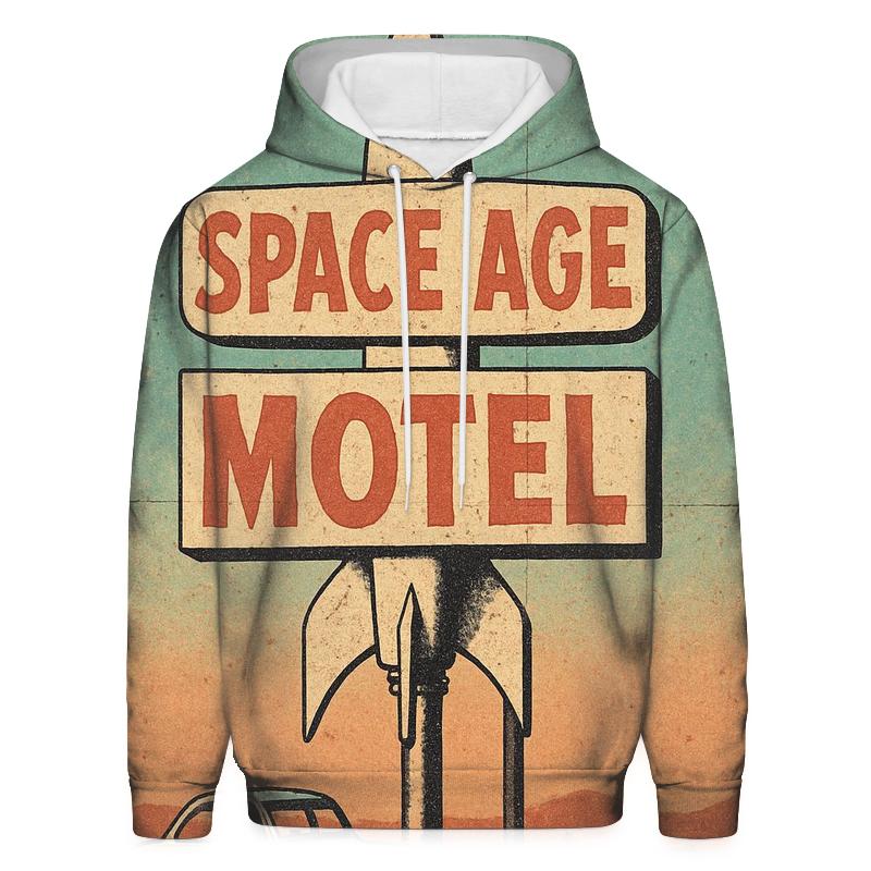 Weathered Space Age Motel Postcard zip-up hoodies