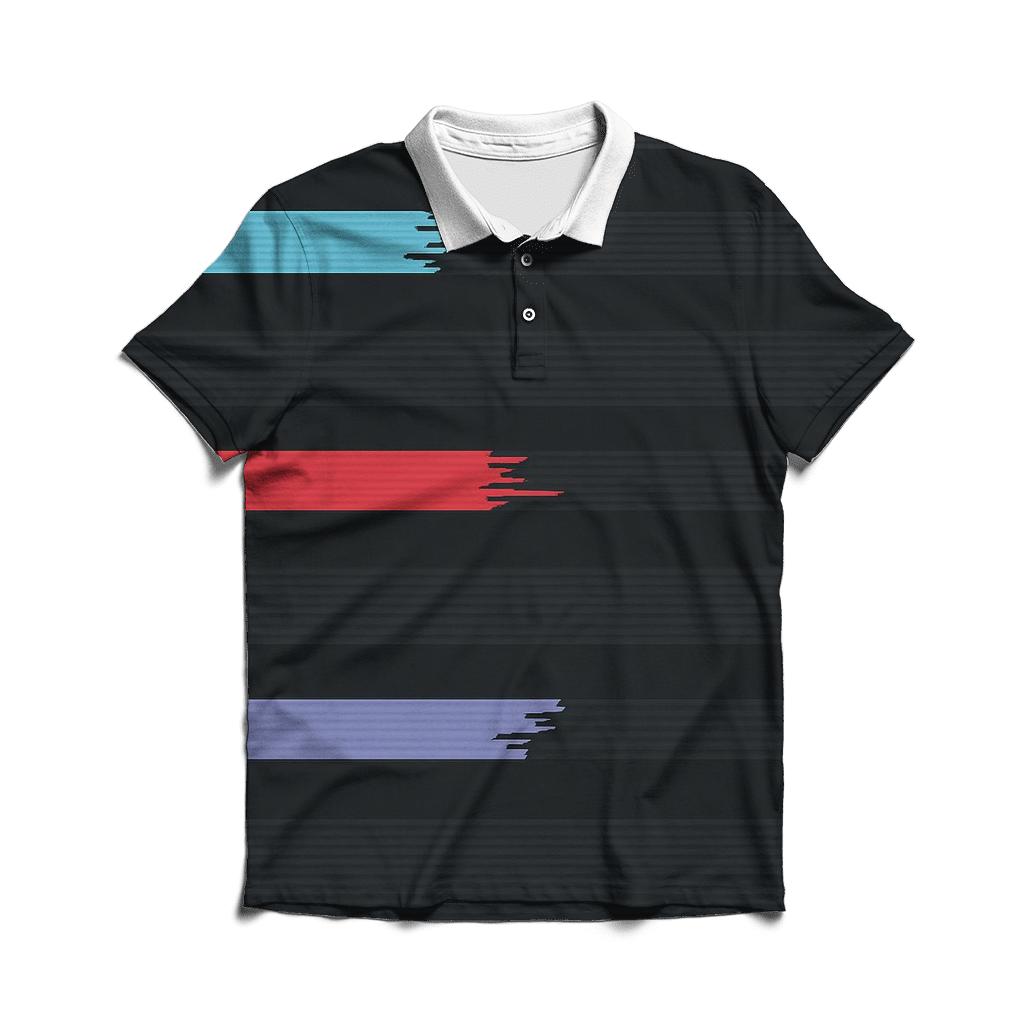 VHS Tracking Wave Stripes casual sports polo shirts