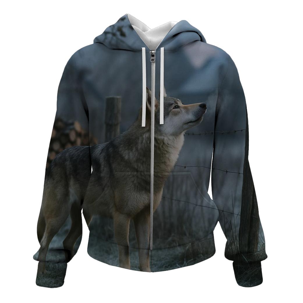 Carpathian Wolf Crossing A Village Orchard Boundary custom hoodies