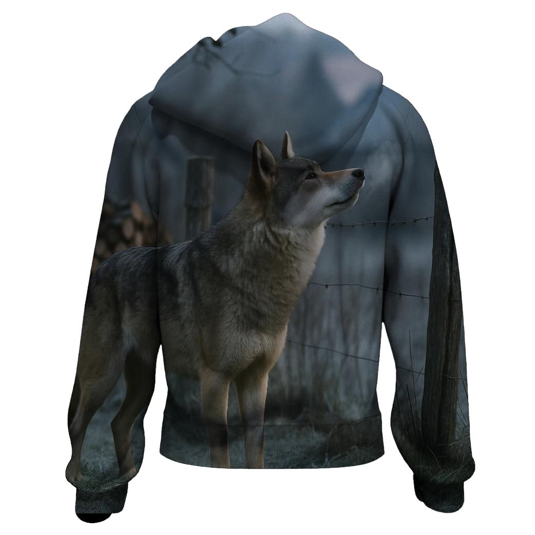 Carpathian Wolf Crossing A Village Orchard Boundary custom hoodies