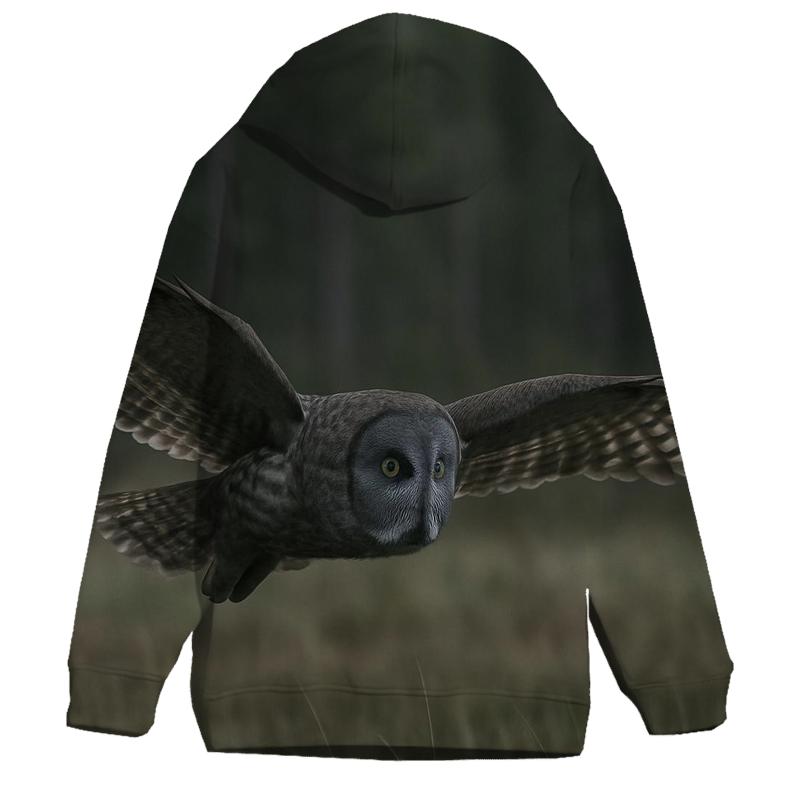 Silent Glide Great Gray Owl graphic hoodies