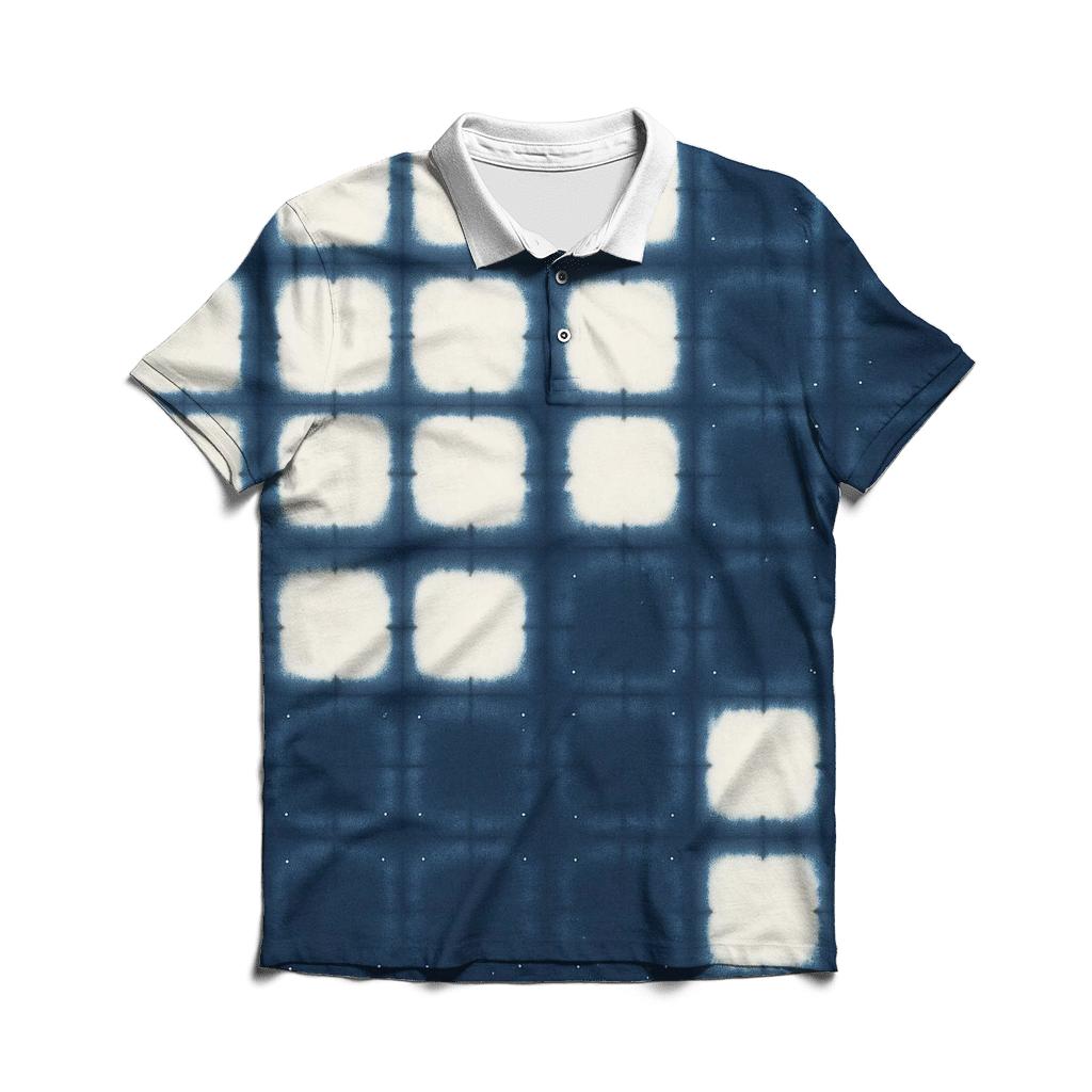 Itajime Star Map Clamp Grid embroidered polo tops