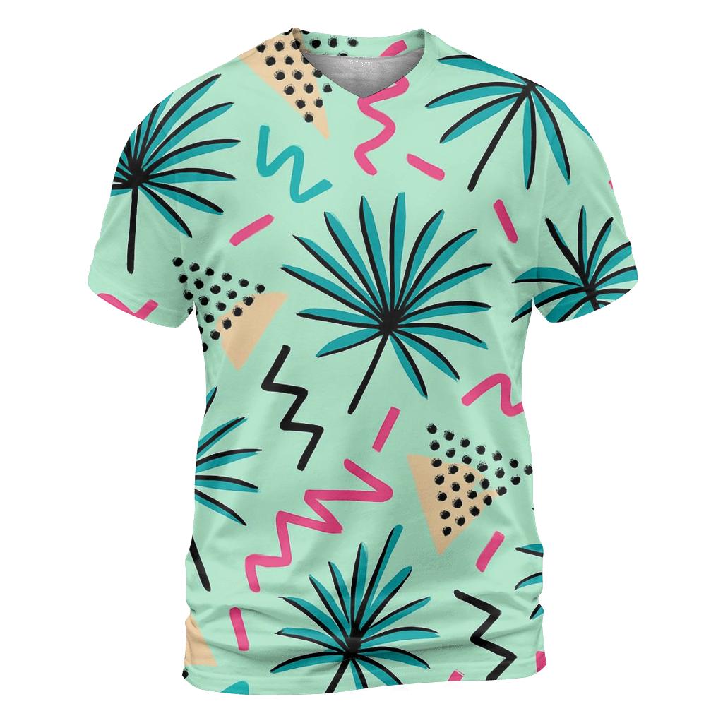 Pastel Memphis Palm Parade trendy printed shirt styles