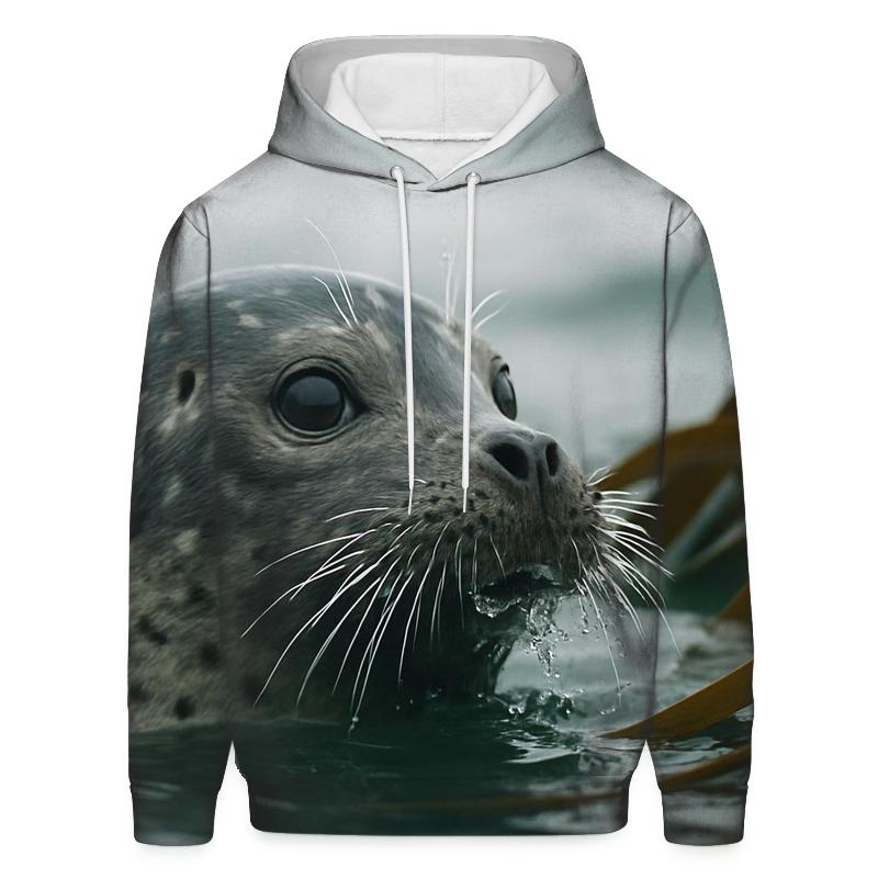 Kelp Edge Surge Harbor Seal embroidered hoodies