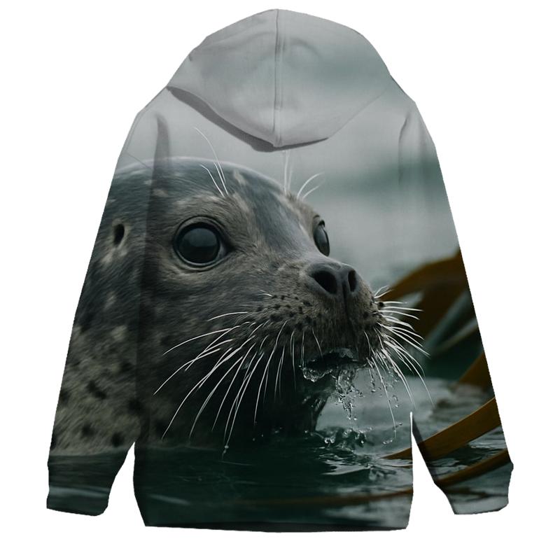 Kelp Edge Surge Harbor Seal embroidered hoodies
