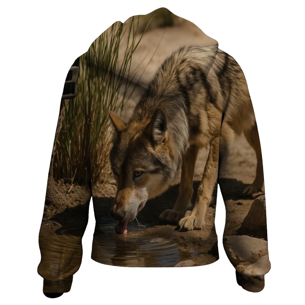 Mexican Gray Wolf At A Desert Spring Monitoring Site pullover hoodies
