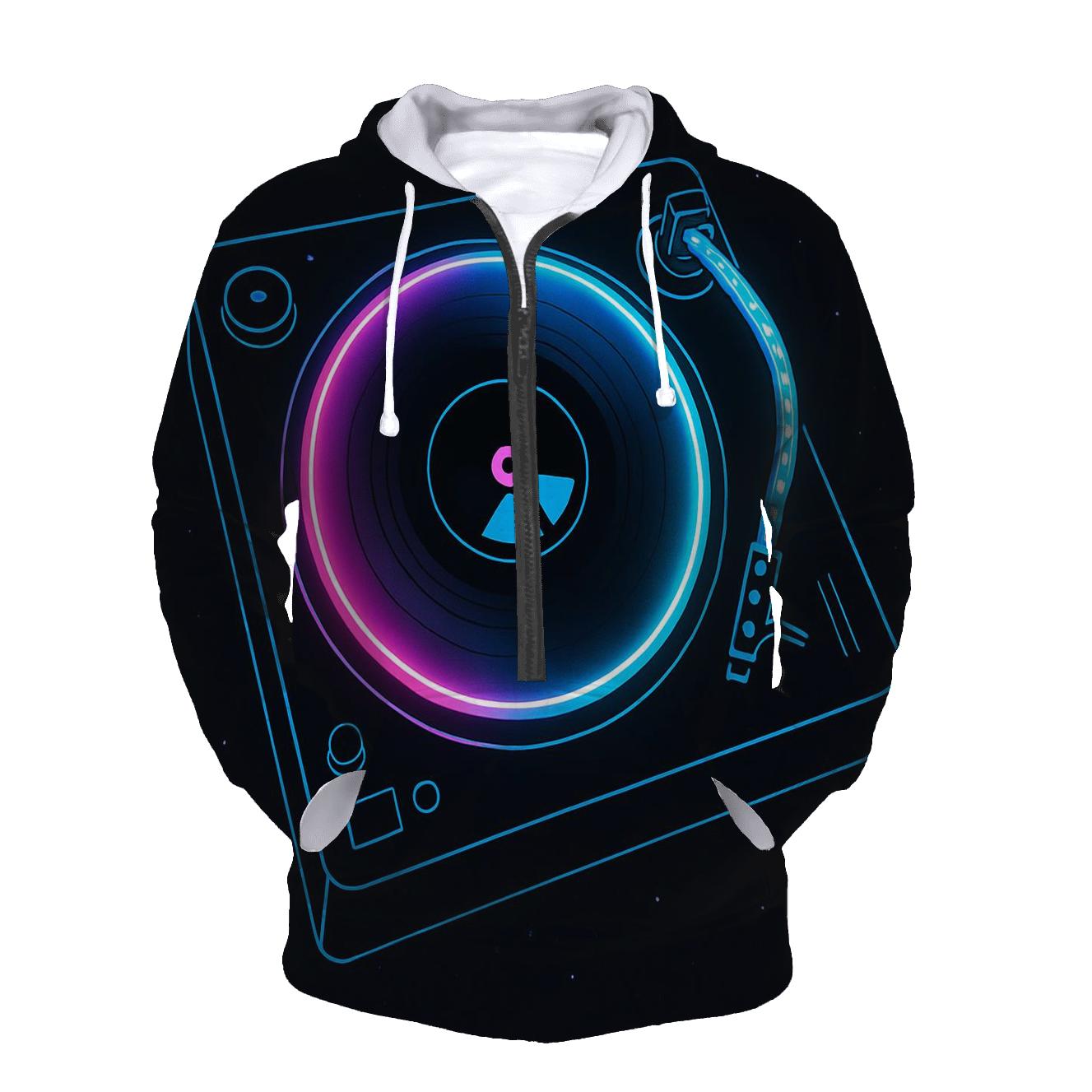 Neon Marquee Turntable zip-up hoodies
