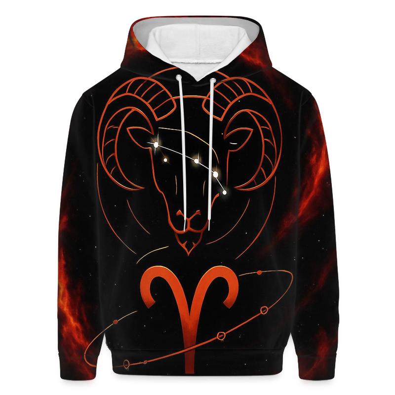 Aries Fire Ram Retrograde Orbit Emblem zip-up hoodies