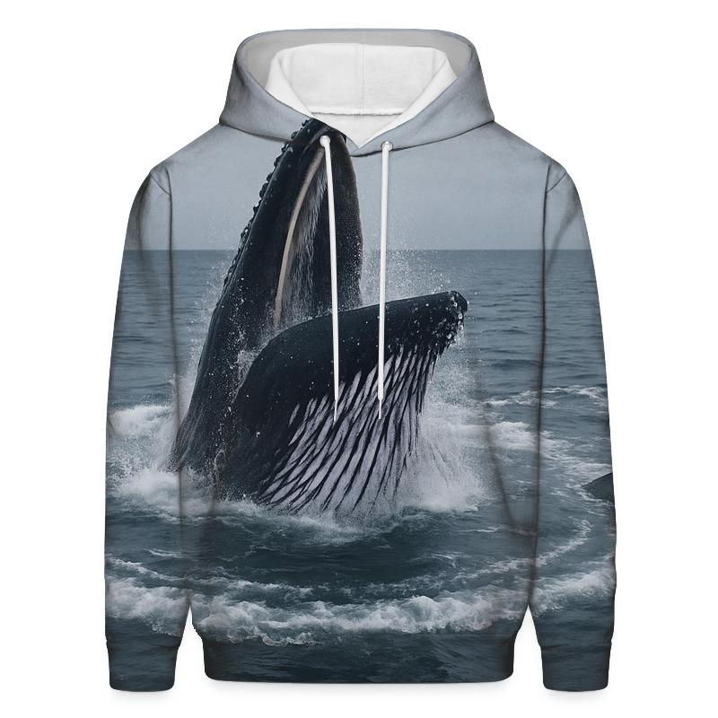 Bubble Net Spiral Humpback Whales embroidered hoodies