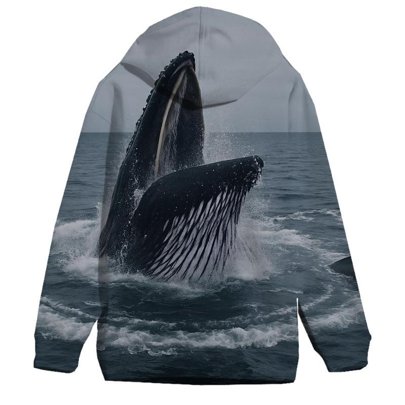 Bubble Net Spiral Humpback Whales embroidered hoodies