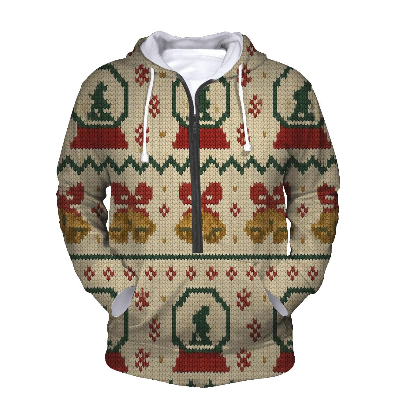 Jingle Bell Snowglobe Stripework Design embroidered hoodies