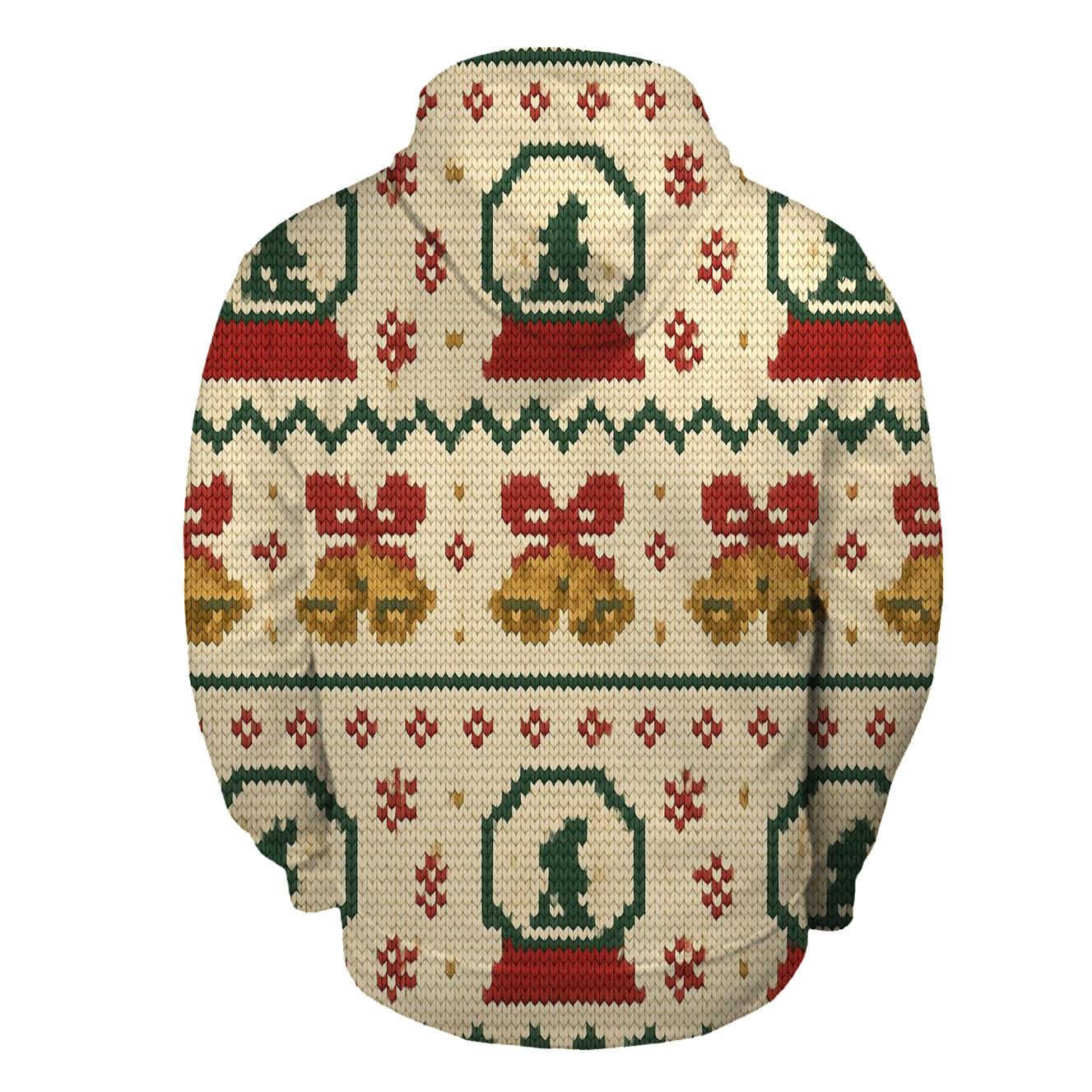 Jingle Bell Snowglobe Stripework Design embroidered hoodies