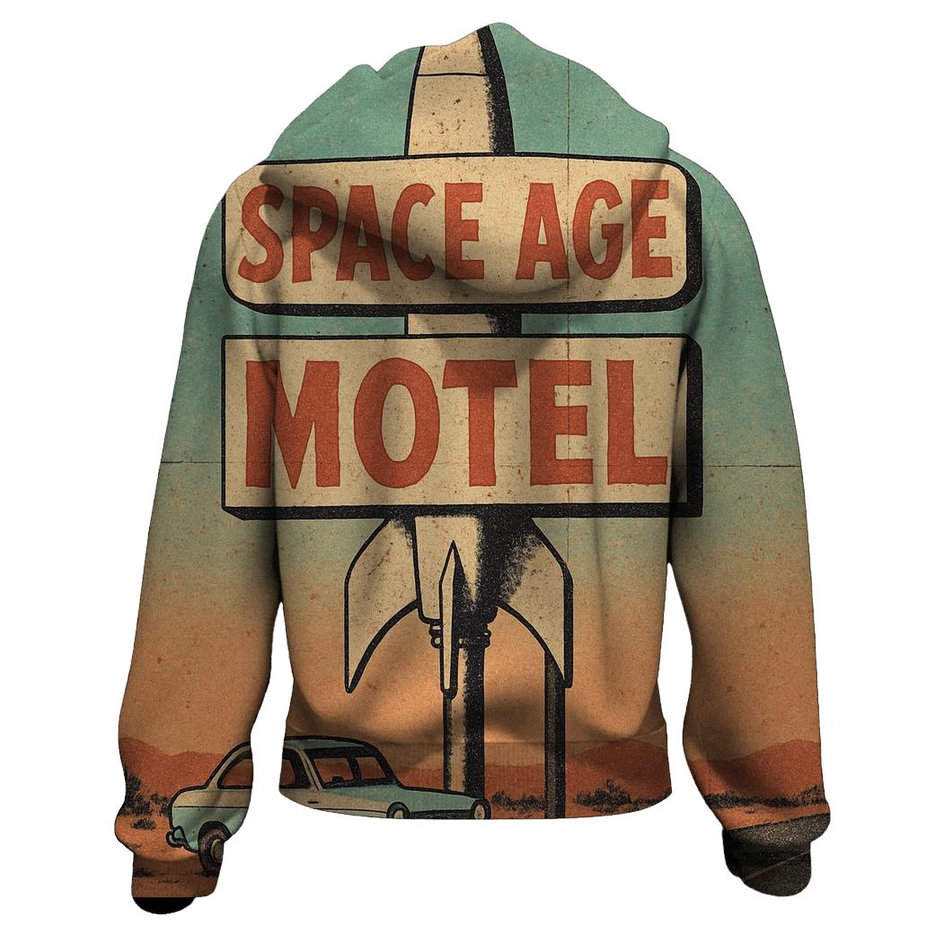Weathered Space Age Motel Postcard hoodie styles