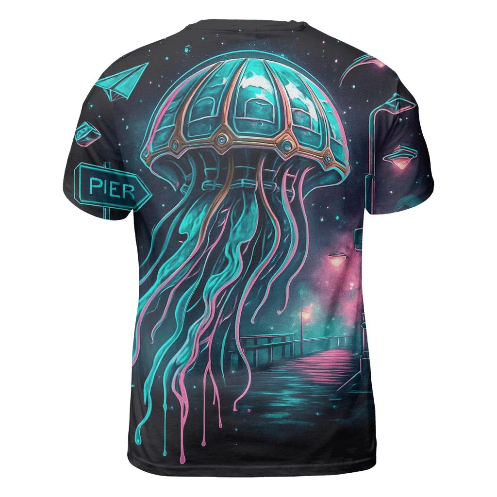 Clockwork Jellyfish Parade artistic all-over print tops
