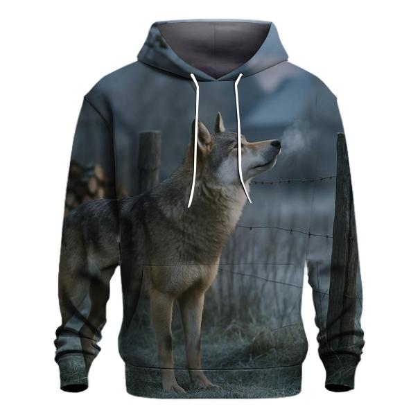 Carpathian Wolf Crossing A Village Orchard Boundary embroidered hoodies