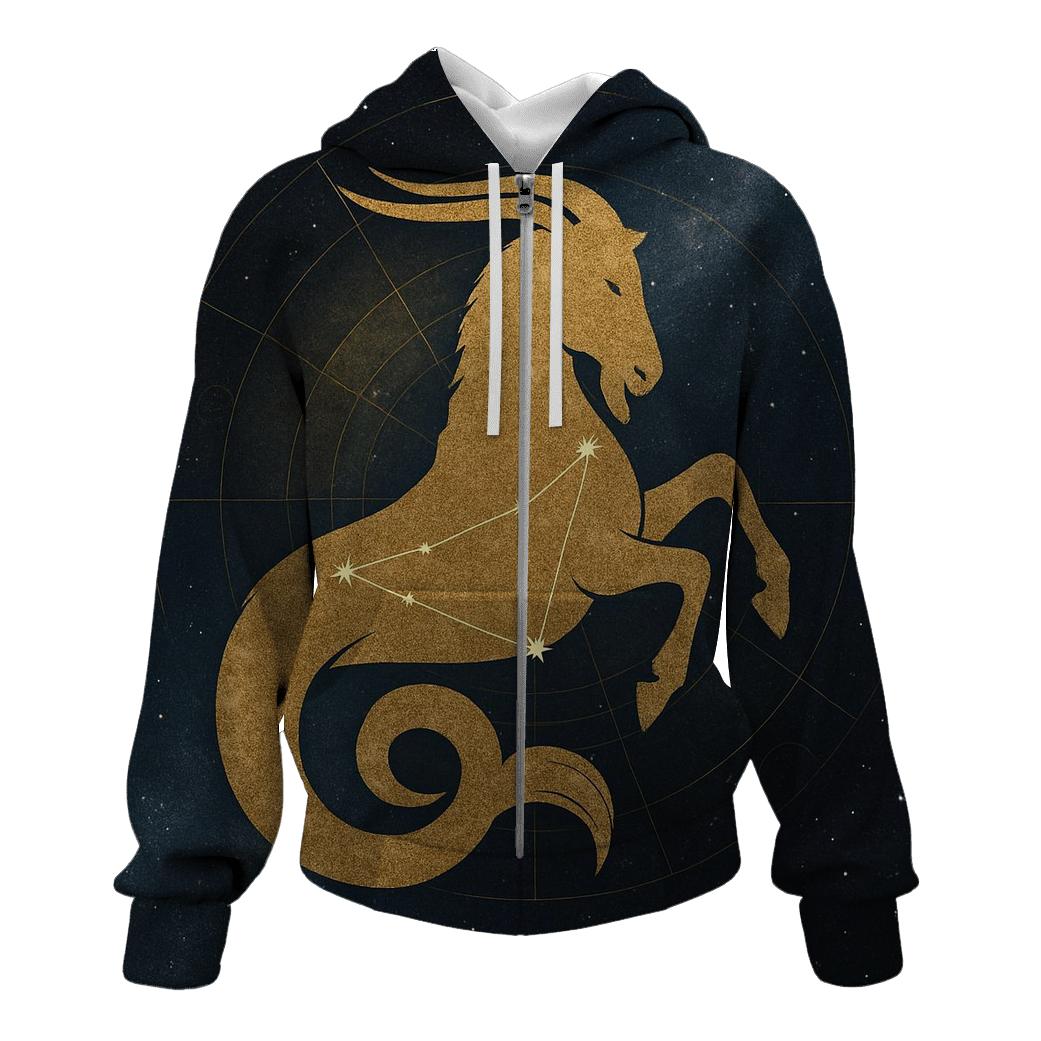 Capricorn Sea Goat Ascension Star Chart zip-up hoodies