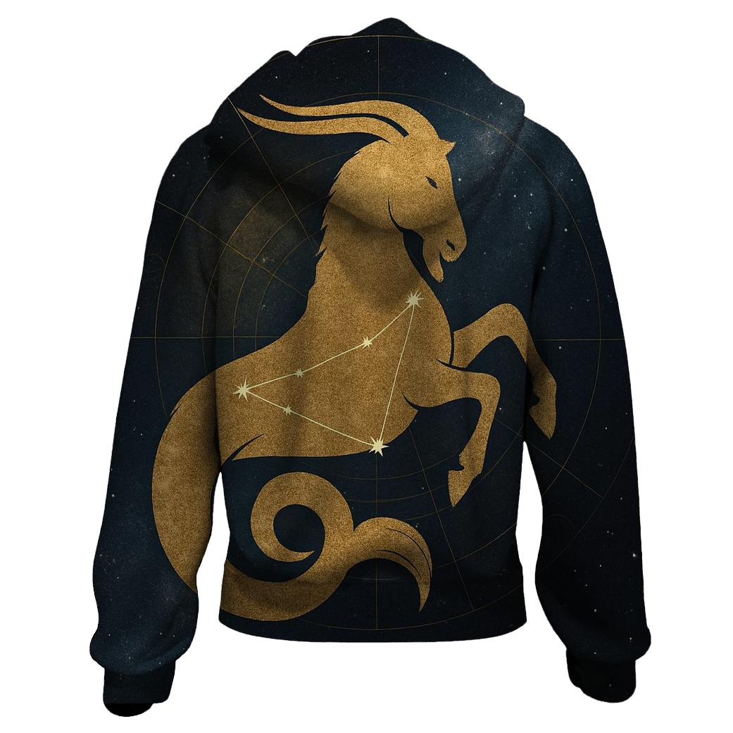 Capricorn Sea Goat Ascension Star Chart zip-up hoodies