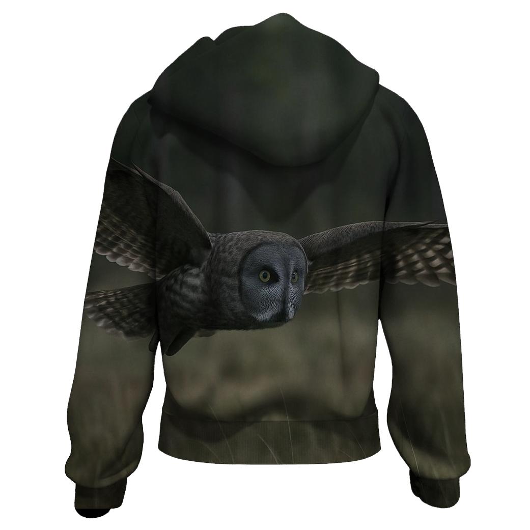 Silent Glide Great Gray Owl custom hoodies