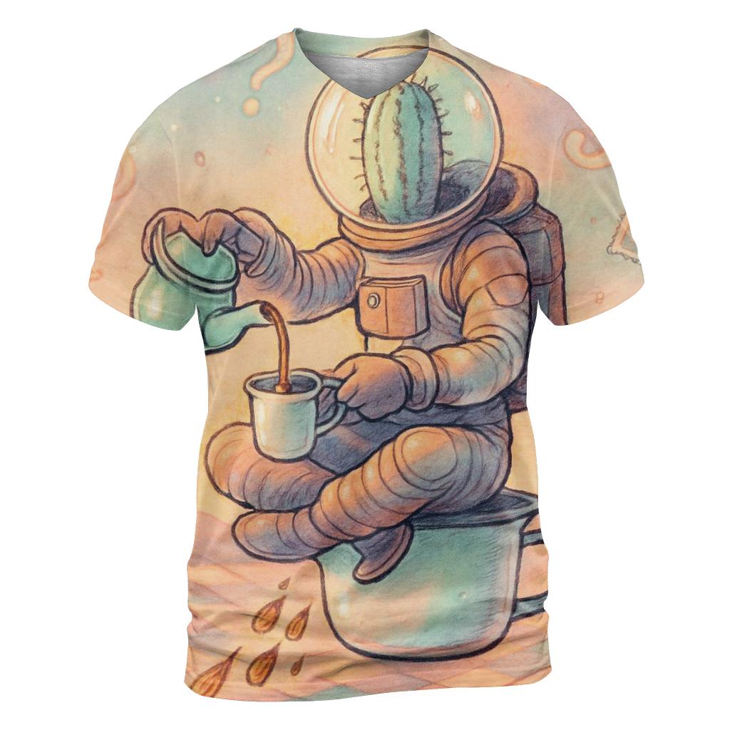 Cactus Astronaut Tea Break designer pattern shirts