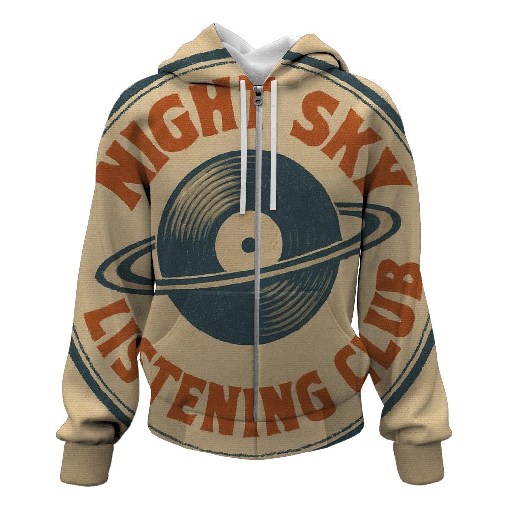 Seventies Vinyl Record Astronomy Club Badge designer hoodies