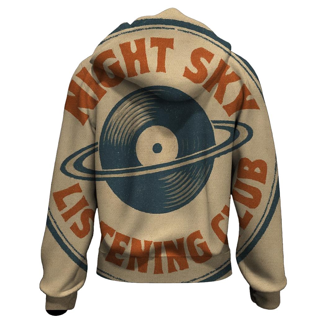 Seventies Vinyl Record Astronomy Club Badge designer hoodies