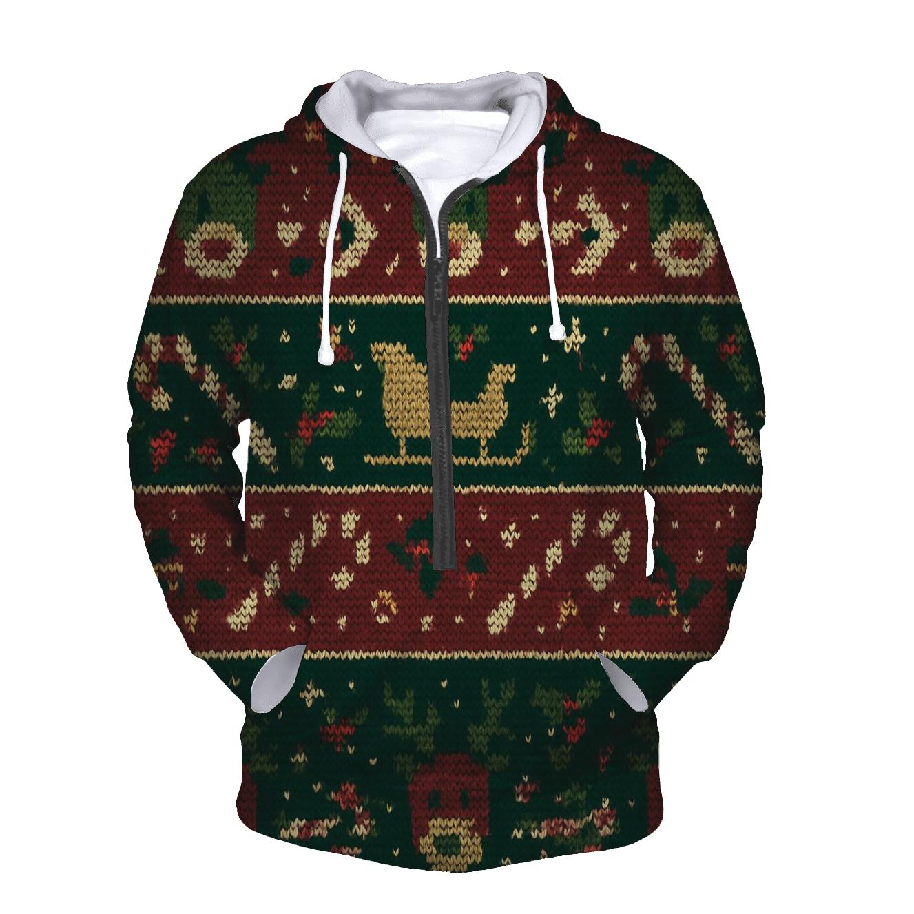 Reindeer Sleigh Traffic Jam Fair Isle Design zip-up hoodies