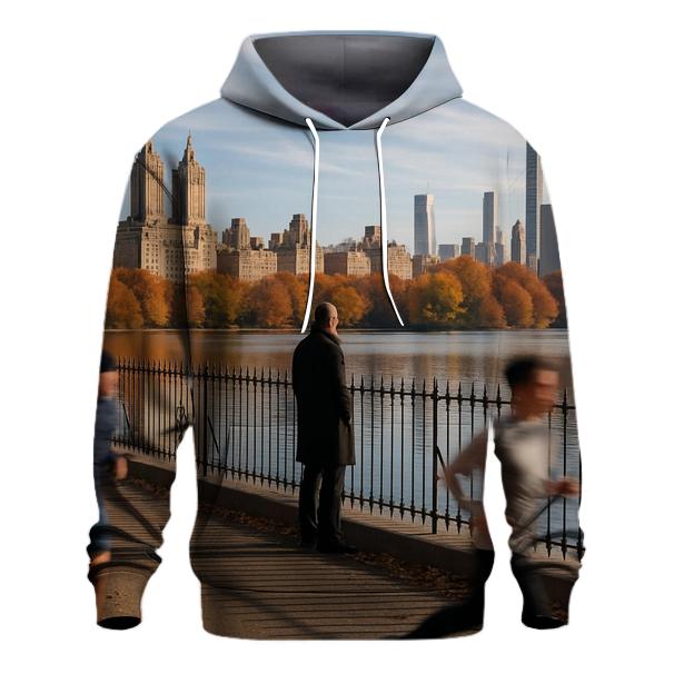 Midtown Skyline Reflections From An Autumn Reservoir zip-up hoodies