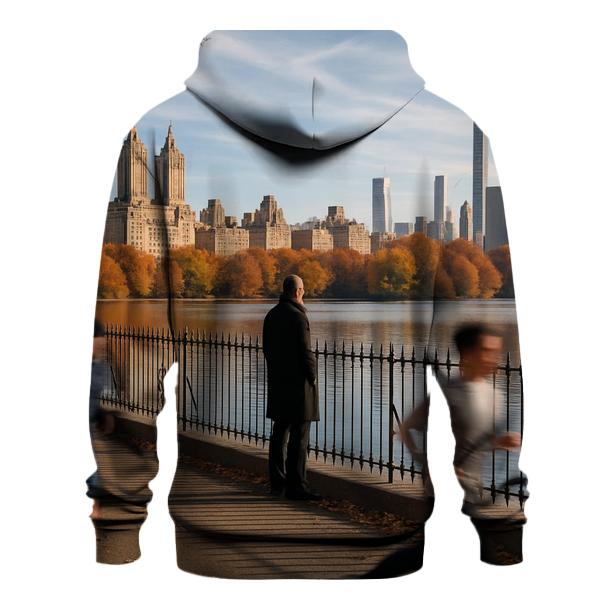 Midtown Skyline Reflections From An Autumn Reservoir zip-up hoodies