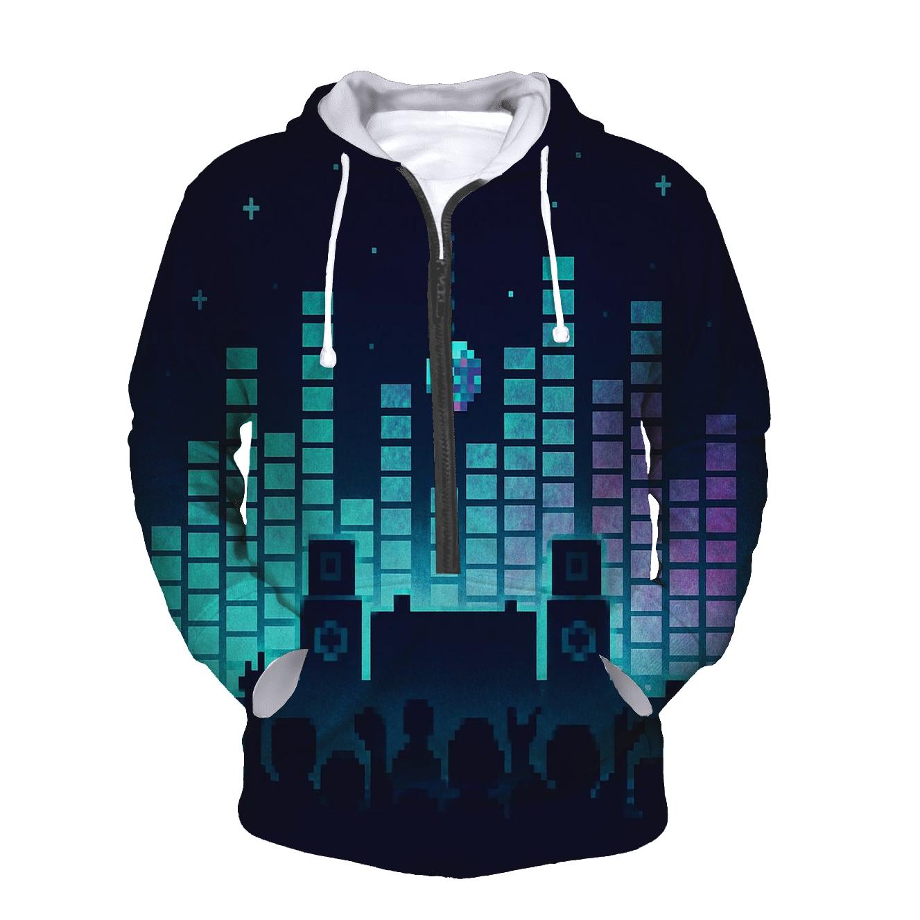 Holographic Pixel Stage Panorama lightweight hoodies