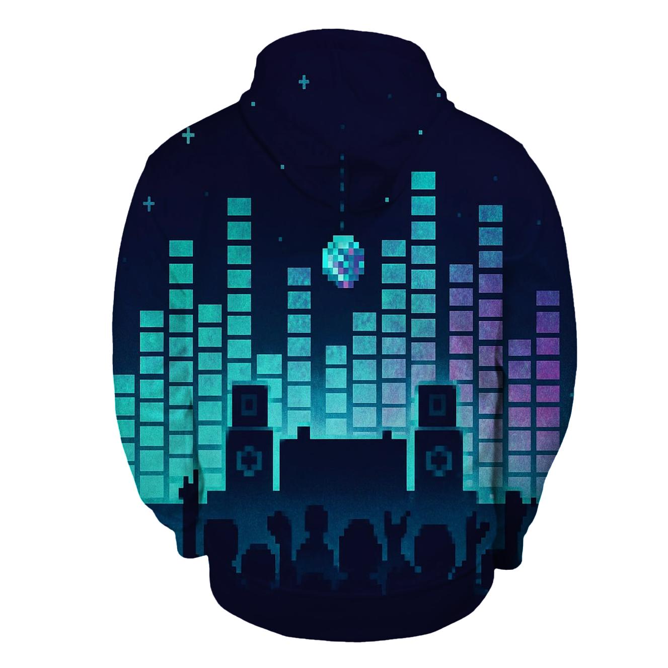 Holographic Pixel Stage Panorama lightweight hoodies