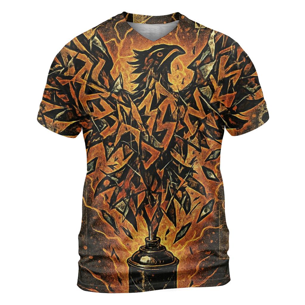 Graffiti Phoenix Of Broken Glass creative print fashion shirts