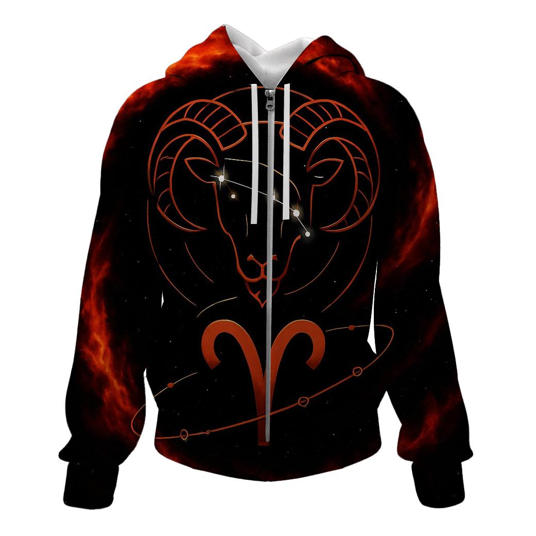 Aries Fire Ram Retrograde Orbit Emblem hoodie styles