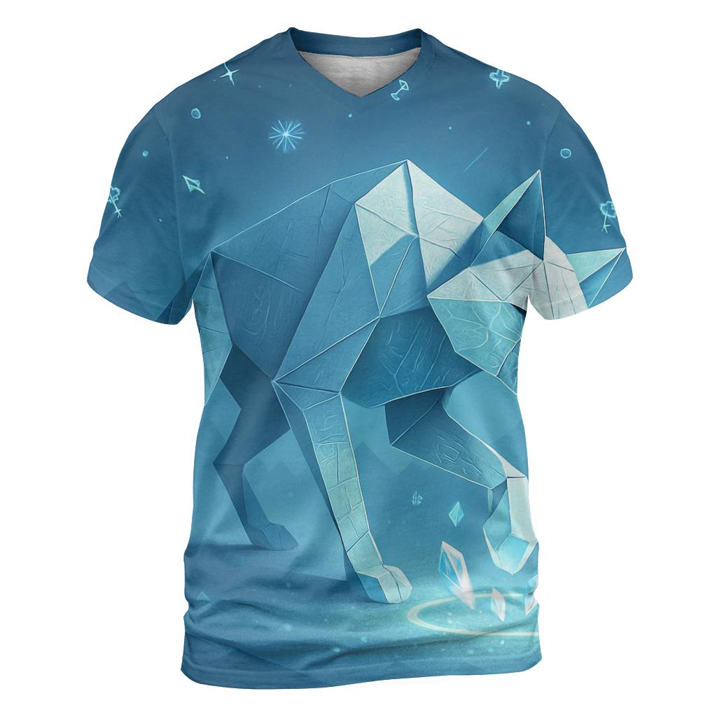 Origami Wolf In Neon Snow statement graphic shirts