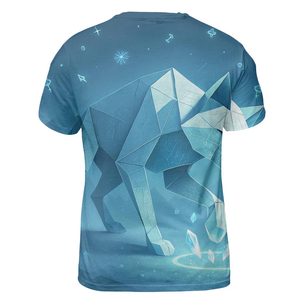 Origami Wolf In Neon Snow statement graphic shirts