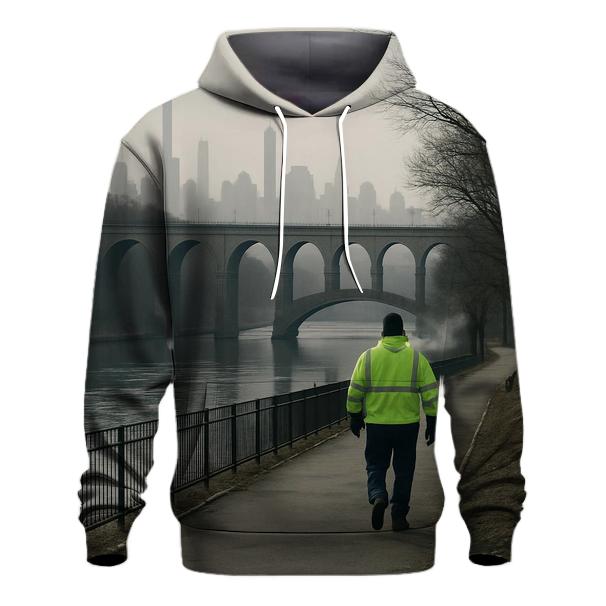 Harlem River Winter Haze With High Bridge Silhouette hoodie styles