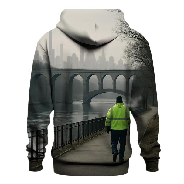 Harlem River Winter Haze With High Bridge Silhouette hoodie styles