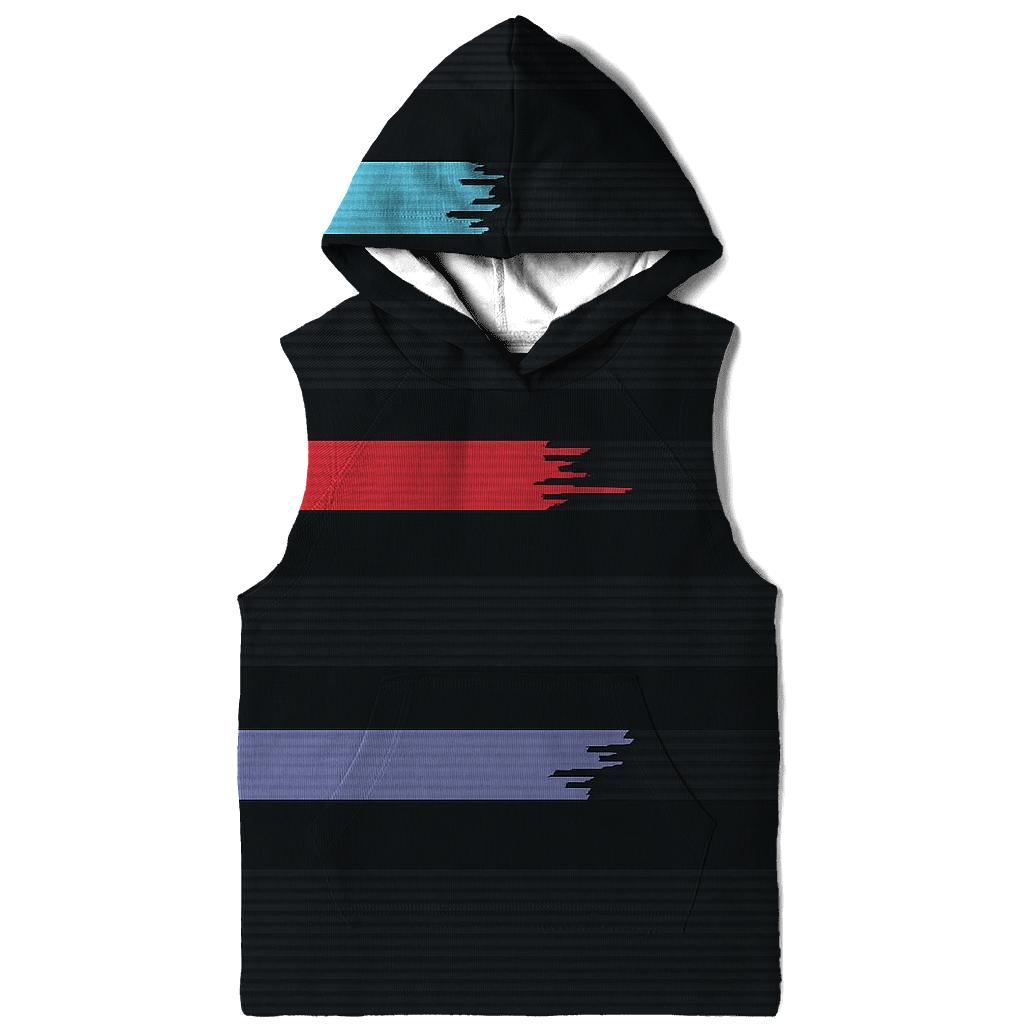 VHS Tracking Wave Stripes embroidered hoodies