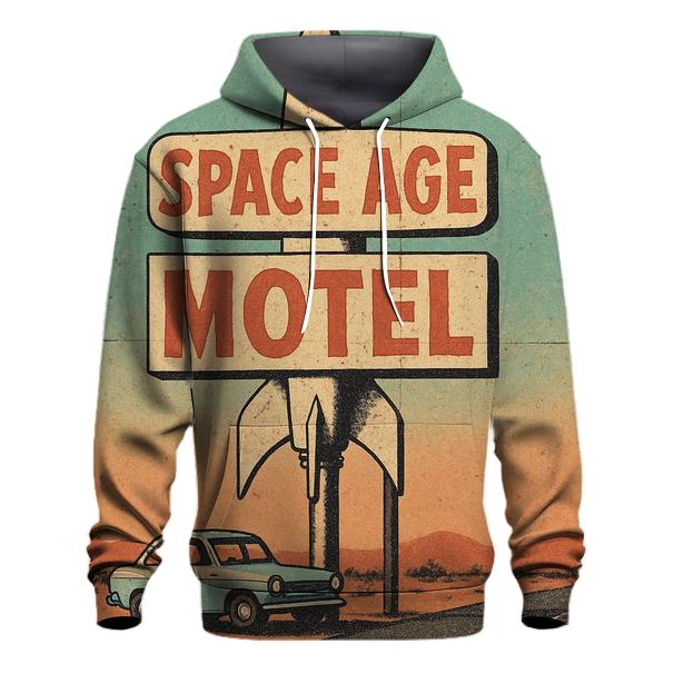 Weathered Space Age Motel Postcard premium hoodies
