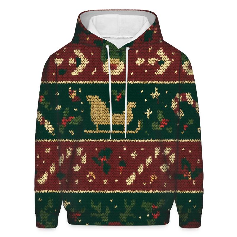 Reindeer Sleigh Traffic Jam Fair Isle Design pullover hoodies