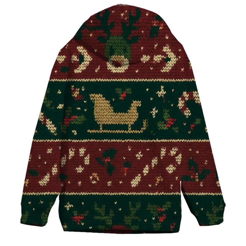 Reindeer Sleigh Traffic Jam Fair Isle Design pullover hoodies