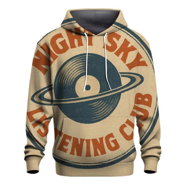 Seventies Vinyl Record Astronomy Club Badge lightweight hoodies
