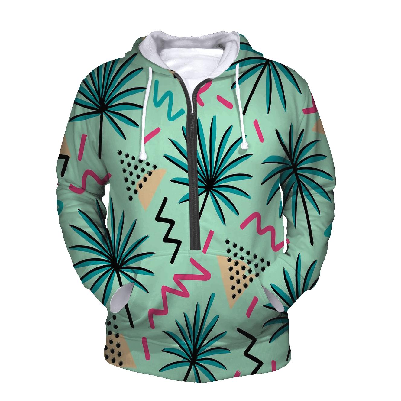 Pastel Memphis Palm Parade custom hoodies